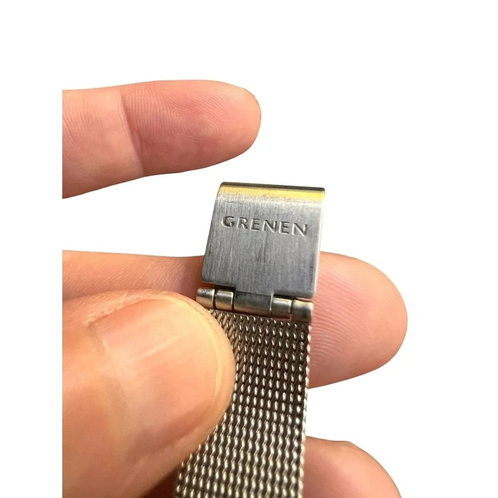 Grenen Denmark M34SSSW Womens Quartz Mesh Steel Watch Crystal Bezel New Battery